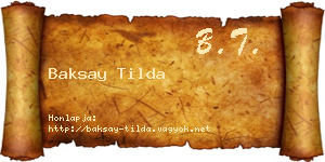 Baksay Tilda névjegykártya